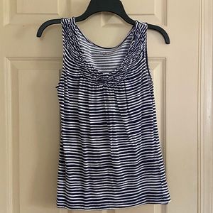 LOFT navy and white striped sleeveless tee, small
